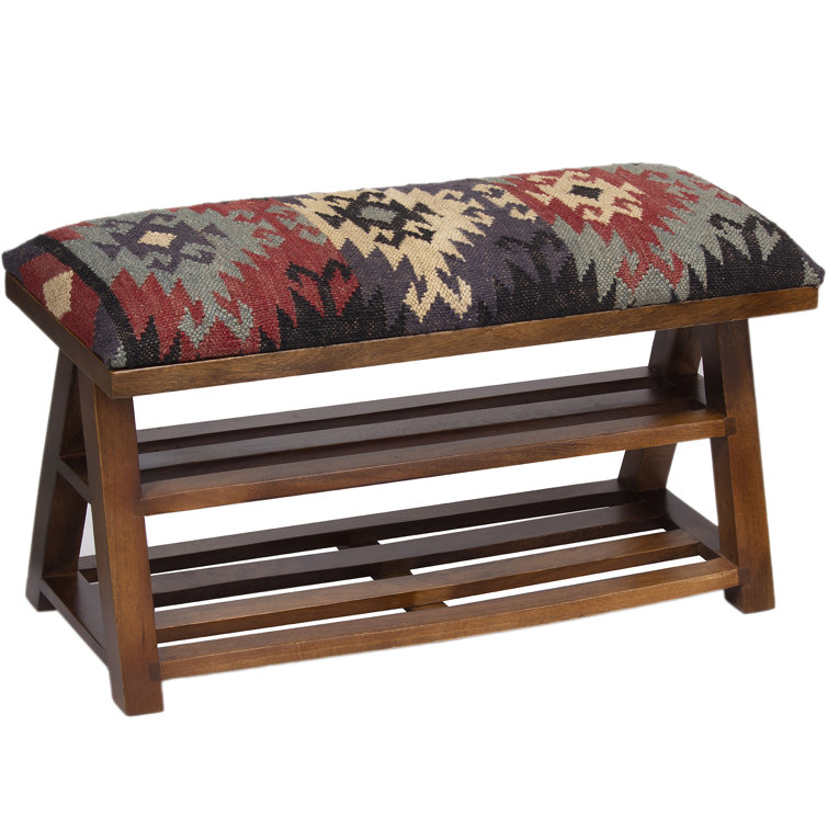Foundry Select Handmade Kilim Upholstered Wooden Storage Bench Wayfair.ca